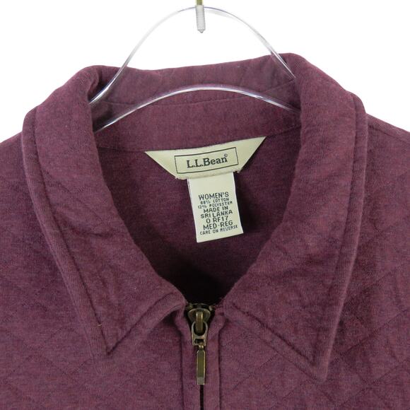L.L. Bean Maroon Purple Marine Layer Quilted Jacket Full Zip Women's Medium - Picture 2 of 5